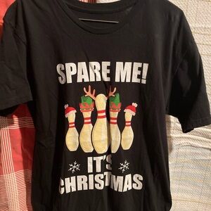 Christmas Bowling shirt 100% Cotton T-Shirt spare me  Men’s Medium